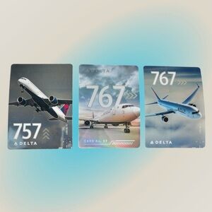Delta Pilot Trading Card Bundle Boeing B757 B767 Airline Set Of 3 New Excellent